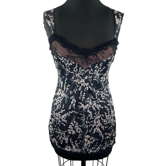 Anthropologie HARKHAM Black Pink Floral Silk Lace Top Blouse Size XS - Picture 1 of 11